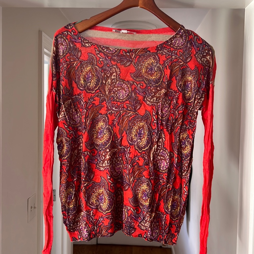 Ann Taylor Spring Sweater with beautiful purple and yellow floral design